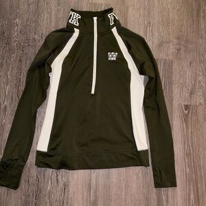 PINK Victoria's Secret Olive Green Quarter-Zip Pullover